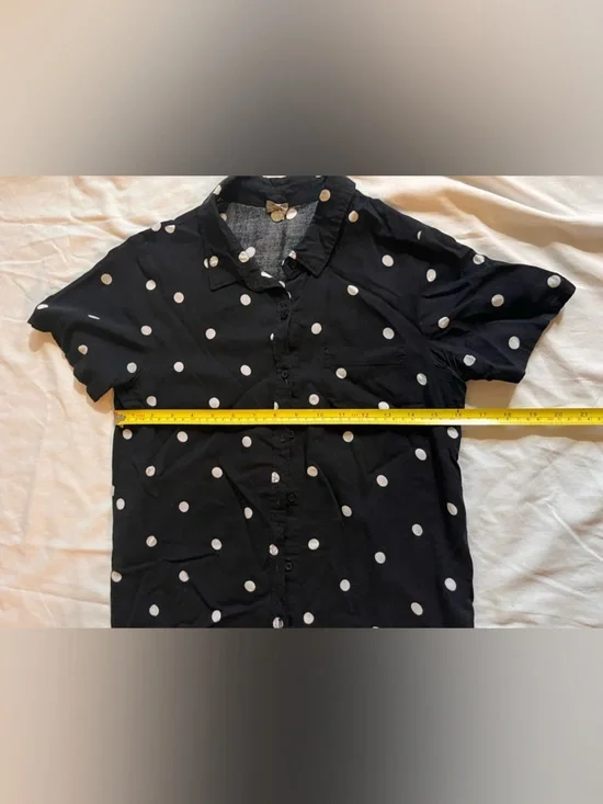 Poof! Black Short-Sleeve Button-Up Shirt with White Polka Dots - Picture 6 of 6